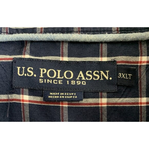 US POLO ASSN Mens Long Sleeve Shirt Size 3XLT Plaid Cotton Blend Button Front - Picture 7 of 13